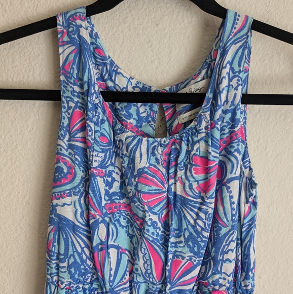 Lilly Pulitzer FT My Fans Long Maxi Dress Blue Pink Youth Kids L 10/12 - Picture 5 of 9